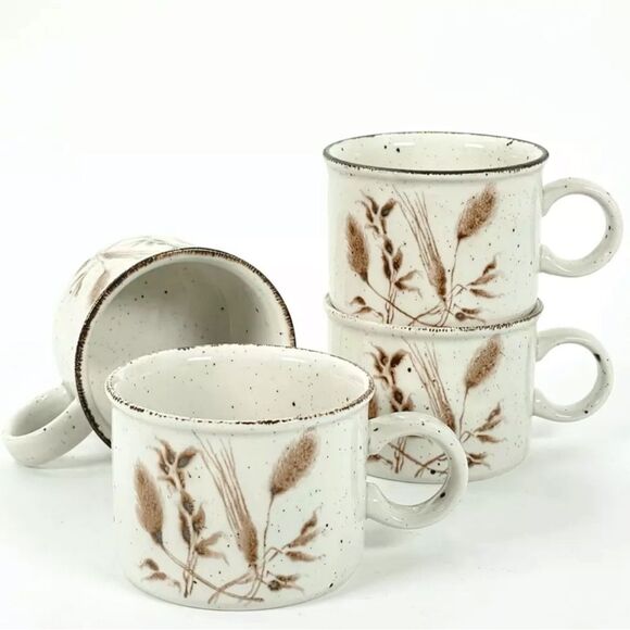 Set of 4 Stonehenge Midwinter Wild Oats Mugs Cups ENGLAND WEDGWOOD Vintage Boho - Picture 1 of 7